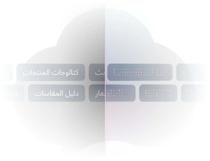 بطاقات معرفة تشمل كتالوج المنتجات ودليل المقاسات والقواعد والمحادثات، ويُدرَّب عليها وكيل Popcorn الذكي